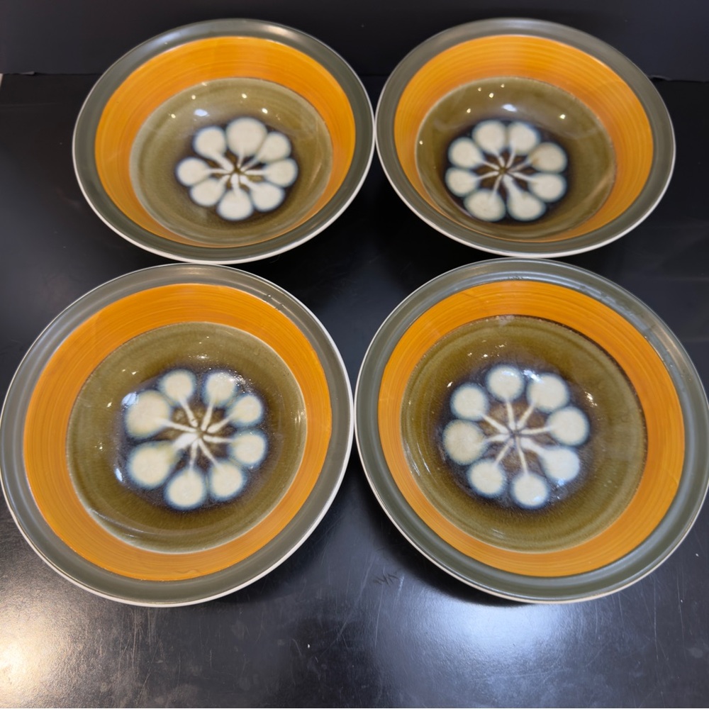 4 Jupiter  Casual Ceram Stoneware Japan Echo 7” Bowls Cereal Soup MCM Set of 4
